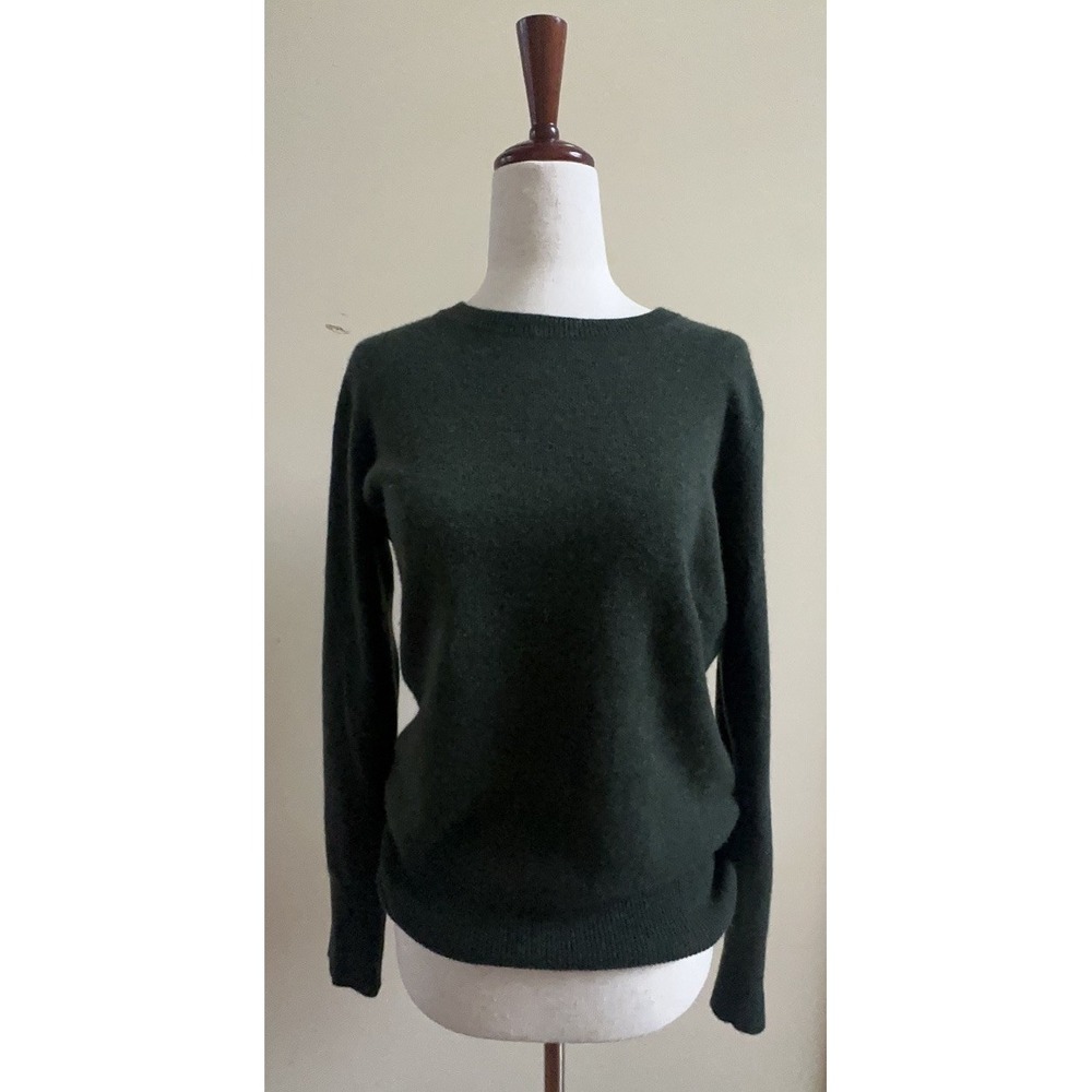 Sofiacashmere 100% Cashmere Crew Neck Sweater Size S Forest Green